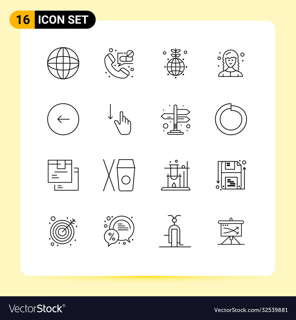 Modern set 16 outlines and symbols