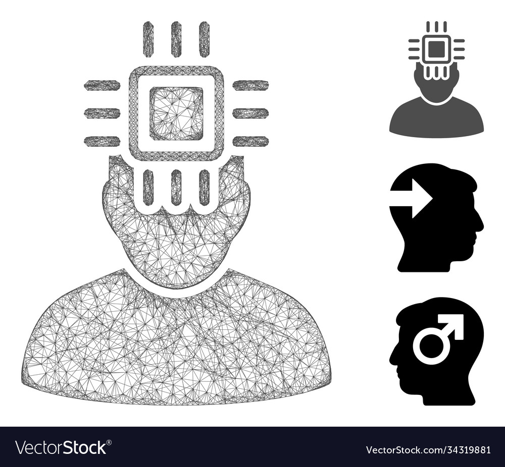 Neuro interface polygonal web mesh vector image Neuro interface polygonal web mesh