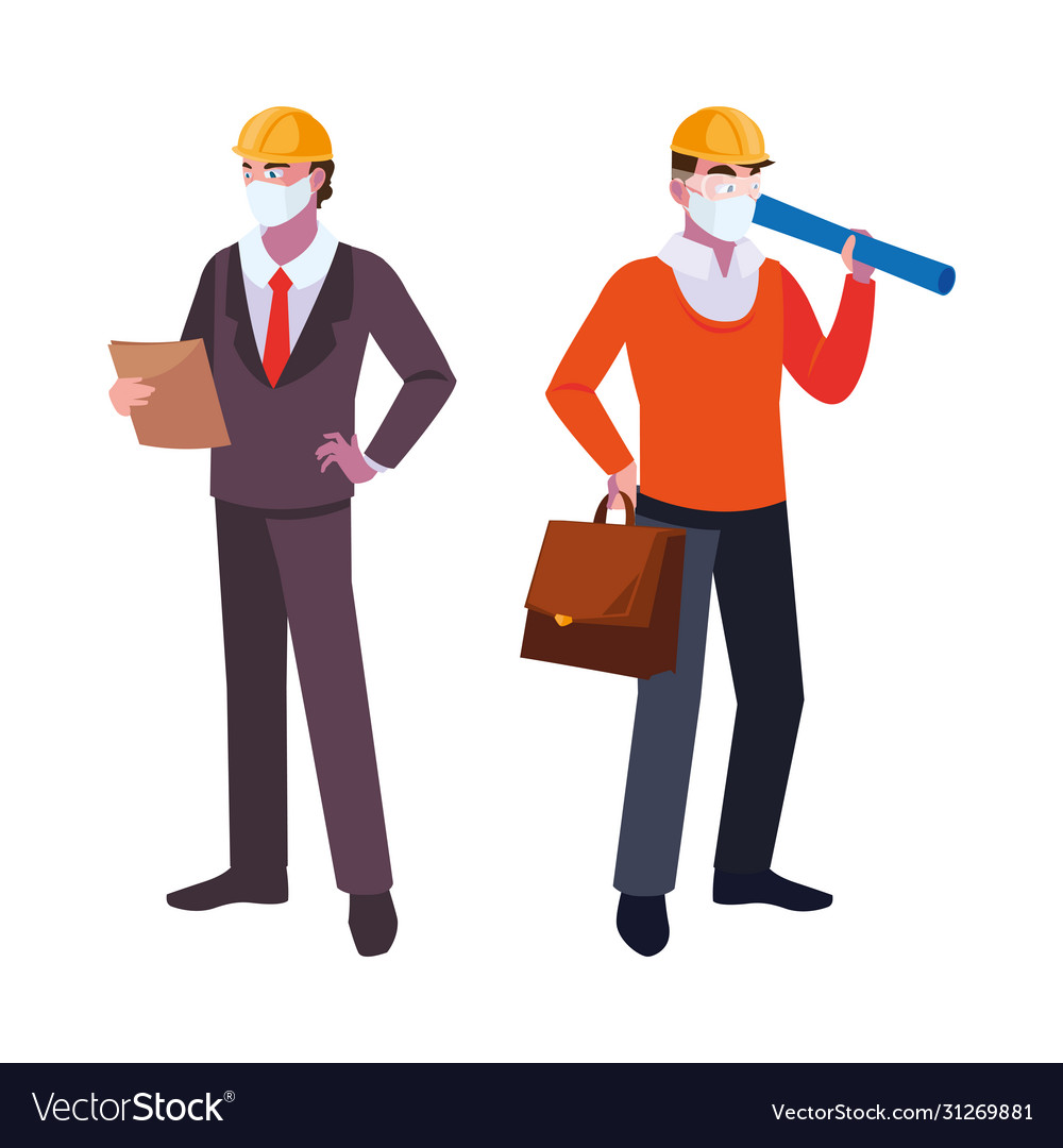 Operator and architect with mask helmet