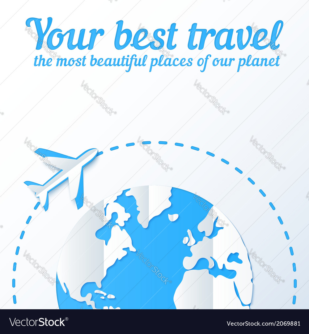 Paper plane flies around world Royalty Free Vector Image
