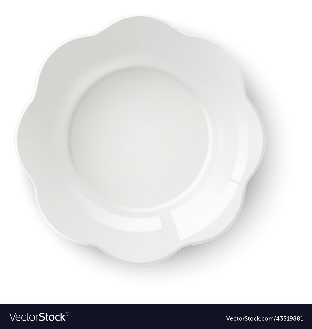 Serving plate mockup realistic white porcelain vector image Serving plate mockup realistic white porcelain