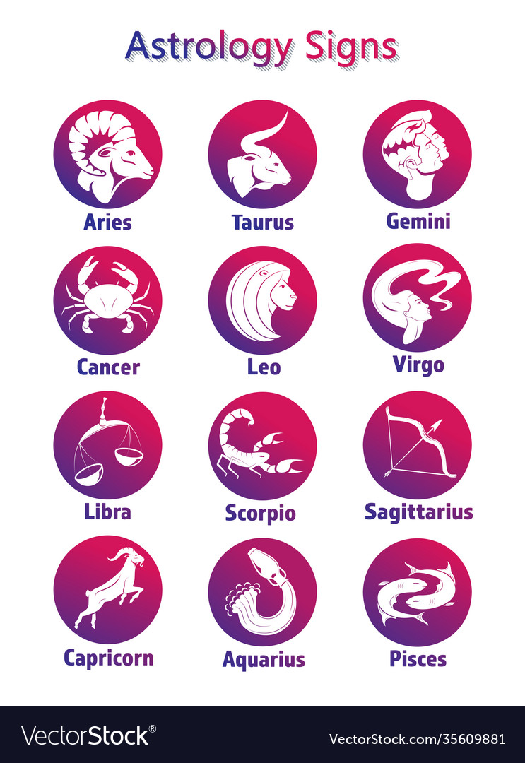 Set Zodiac Signs Royalty Free Vector Image Vectorstock 3965