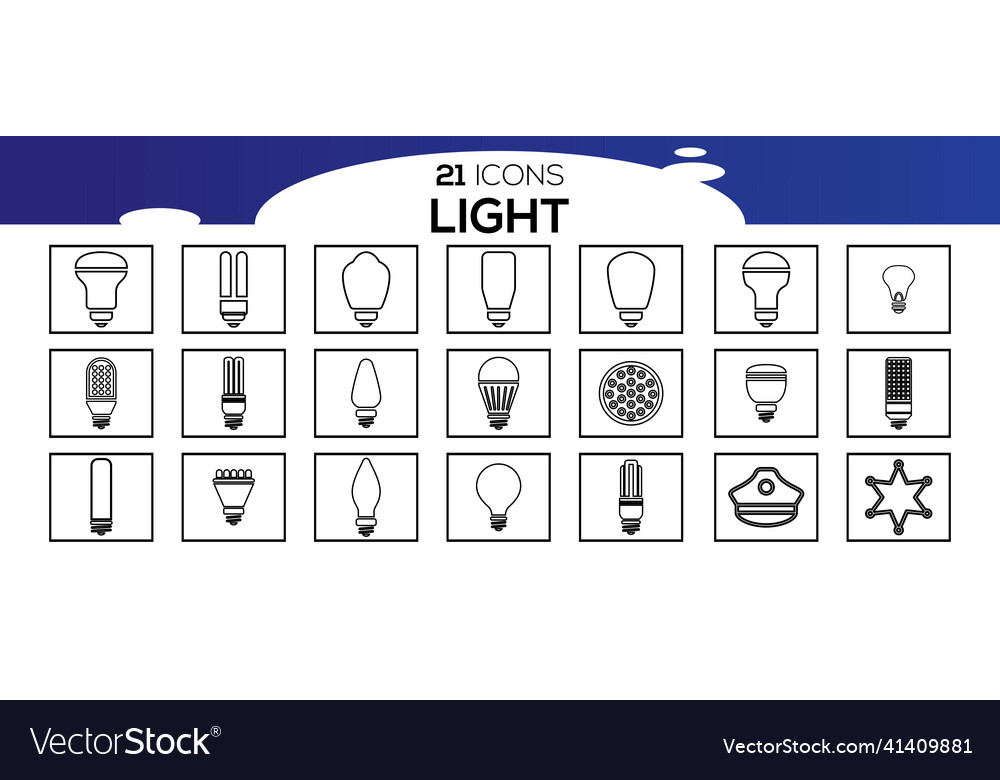 Simple set of light bulb related line icons