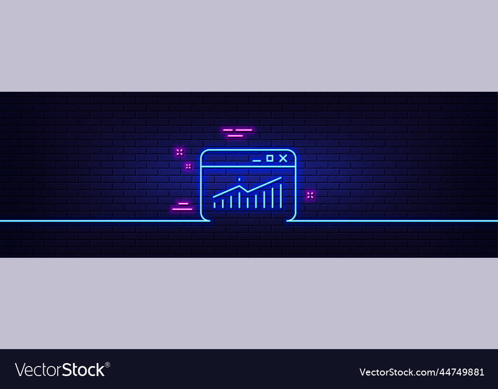 Website traffic line icon report chart sign neon