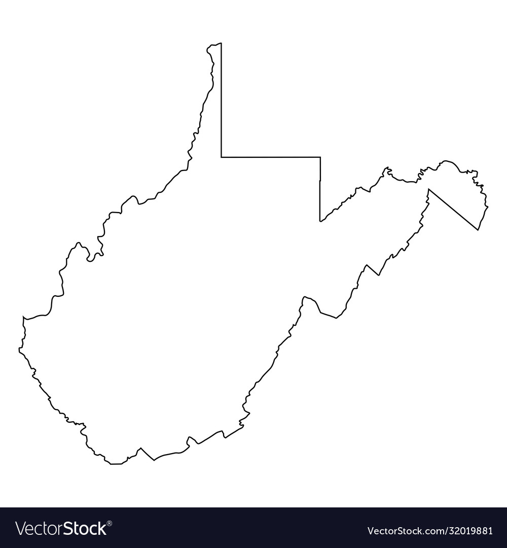 West Virginia State Outline West Virginia Wv State Border Usa Map Outline Vector Image