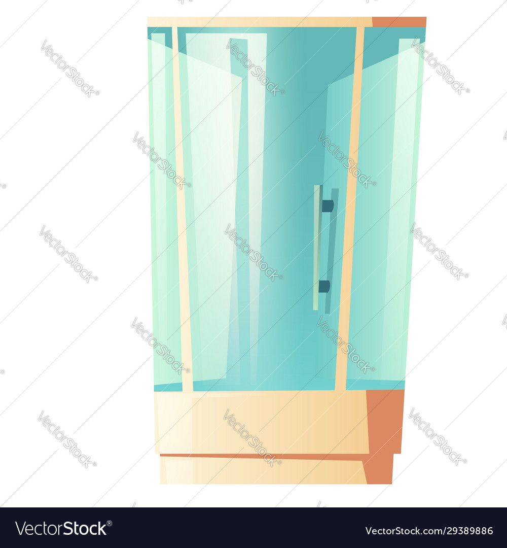 Cartoon shower cabin with glass door