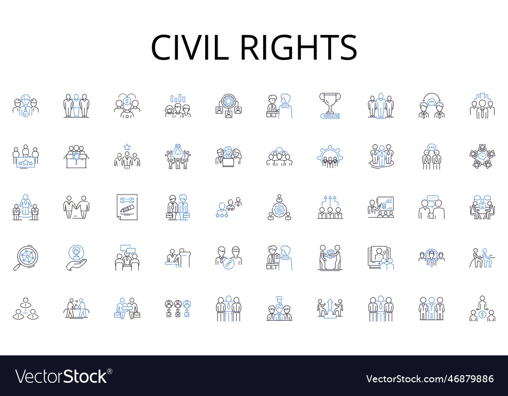 Civil rights line icons collection assembly Vector Image