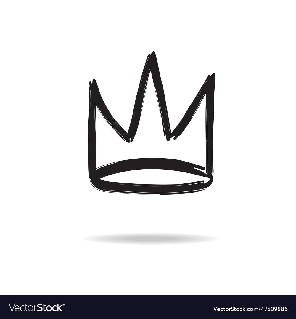 Crown icon hand drawn style Royalty Free Vector Image