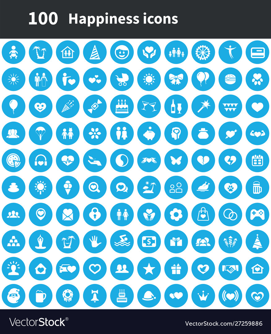 Happiness 100 icons universal set for web and ui