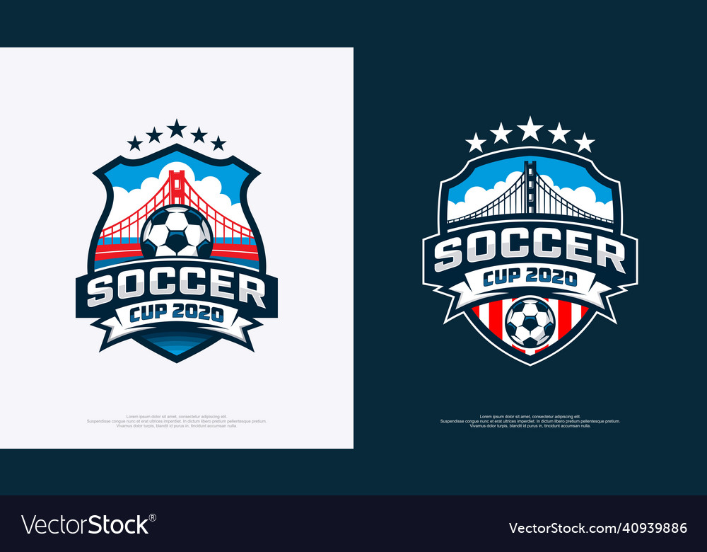 Logo for soccer tournament with ball Royalty Free Vector