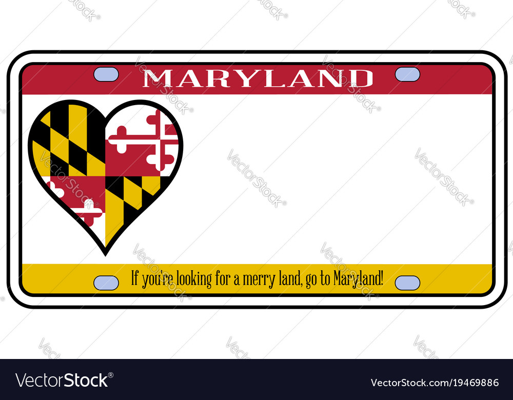 maryland license plate royalty free vector image