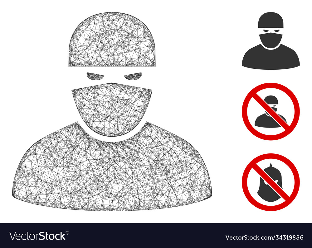 Ninja polygonal web mesh vector image Ninja polygonal web mesh