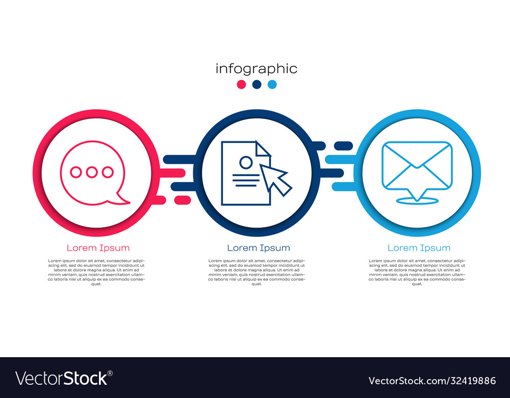 Set line speech bubble chat document and cursor vector image Set line speech bubble chat document and cursor