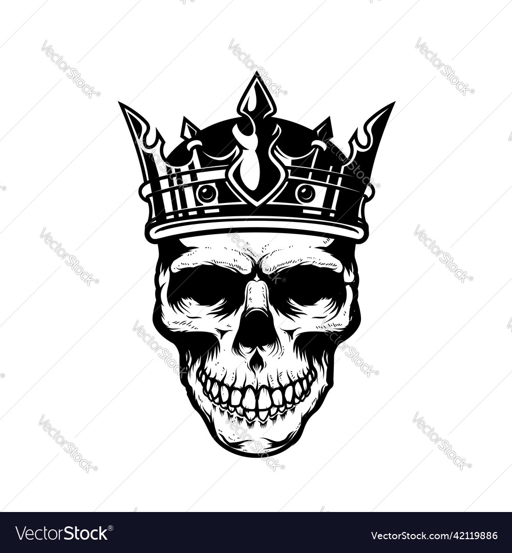 Skull with king crown design element for logo Vector Image