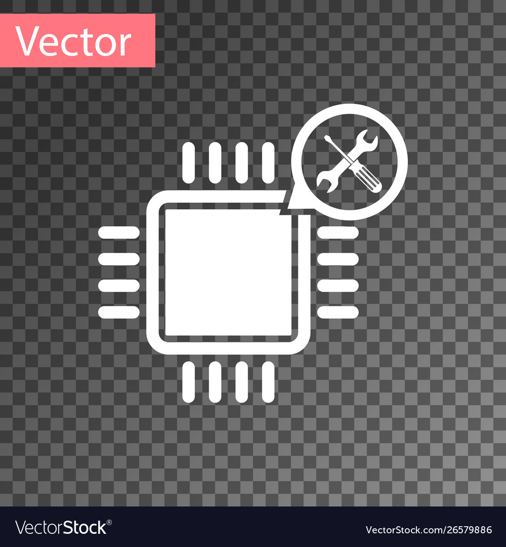 White processor with screwdriver and wrench icon vector image White processor with screwdriver and wrench icon