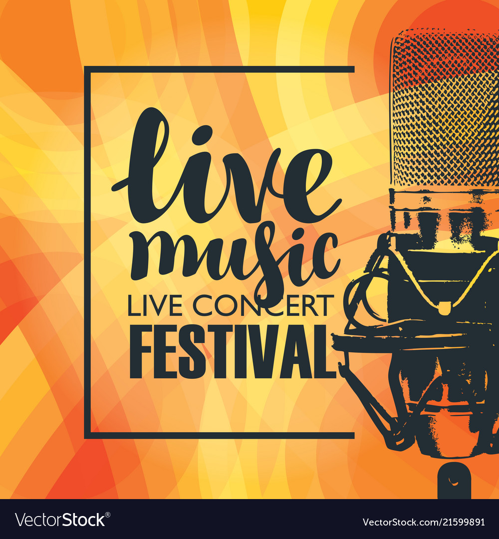 Banner for concert of live music with microphone Vector Image