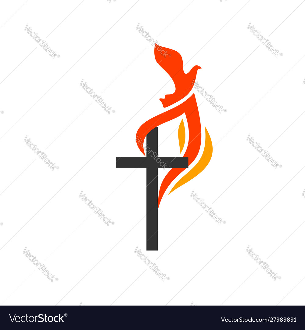 Cross jesus flame fire Royalty Free Vector Image