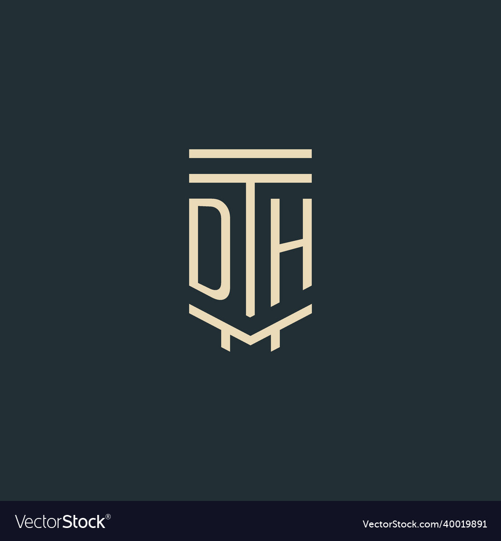 Dh initial monogram with simple line art pillar
