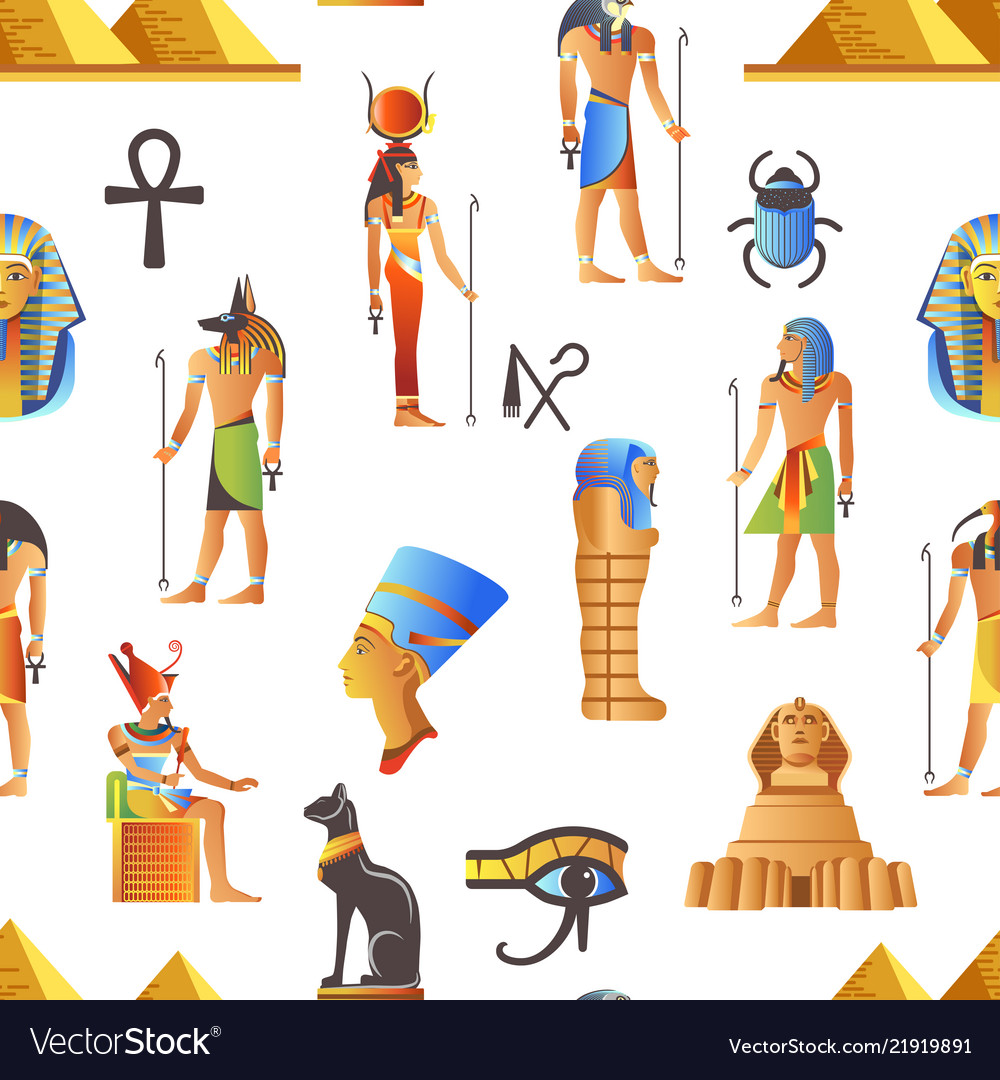 Egypt and egyptian mythological signs seamless Vector Image