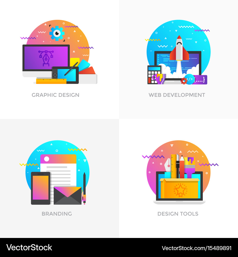 Flat designed concepts - graphic design web Vector Image