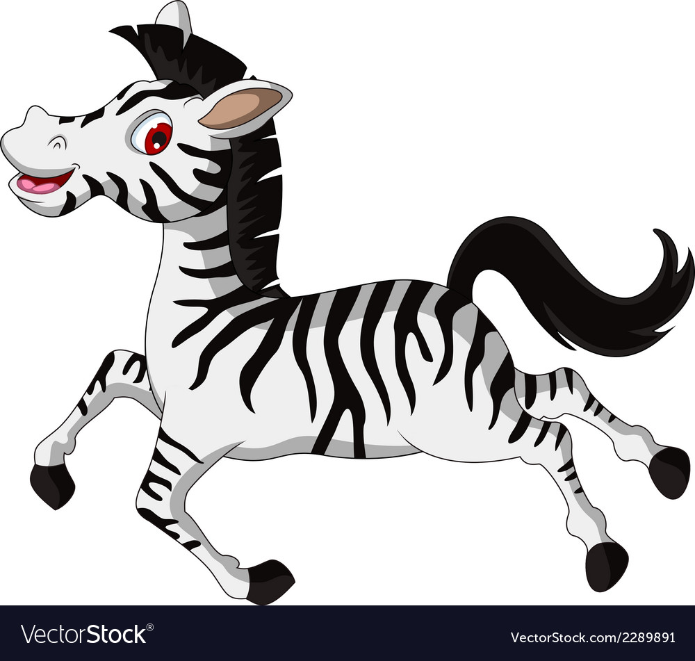 Funny running Zebra cartoon Royalty Free Vector Image