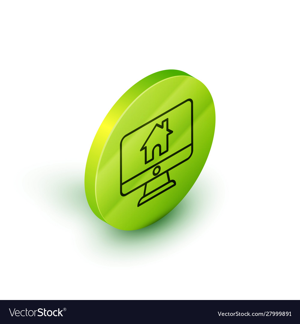 Isometric line computer monitor with smart home