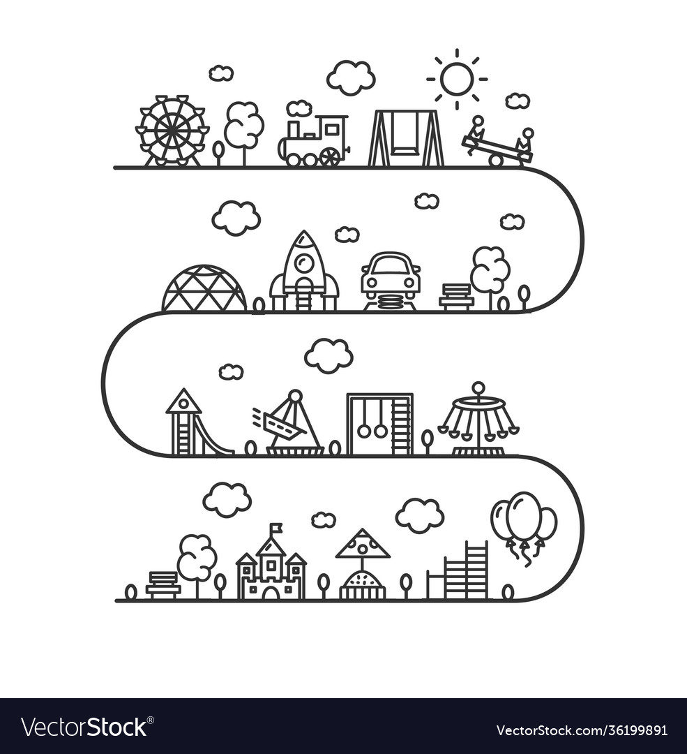 Kid playground sign design template contour lines vector image Kid playground sign design template contour lines