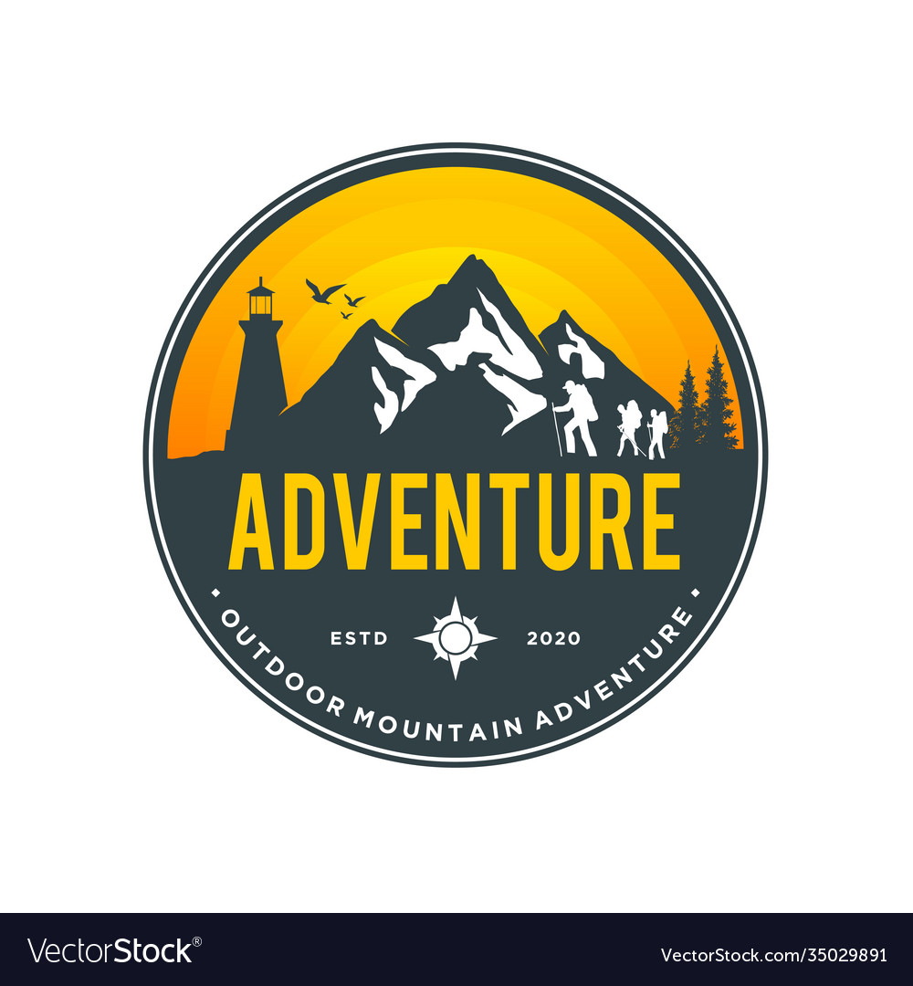 Mountain logo outdoor emblem circle - adventure