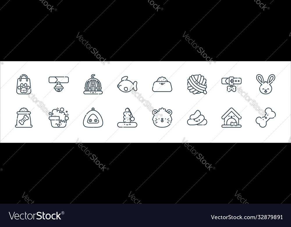 Pets line icons linear set quality