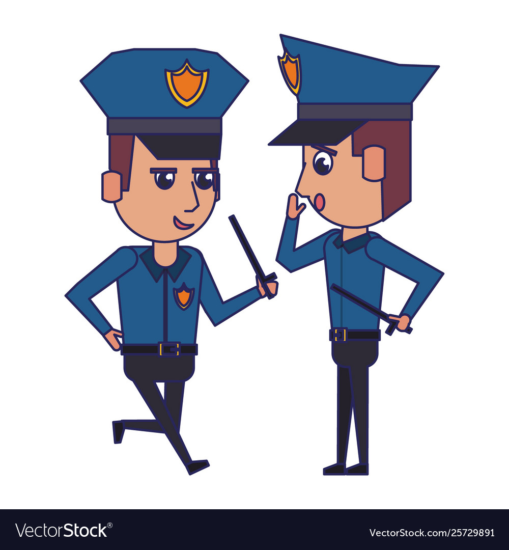 Policemen working avatar cartoon character blue Vector Image