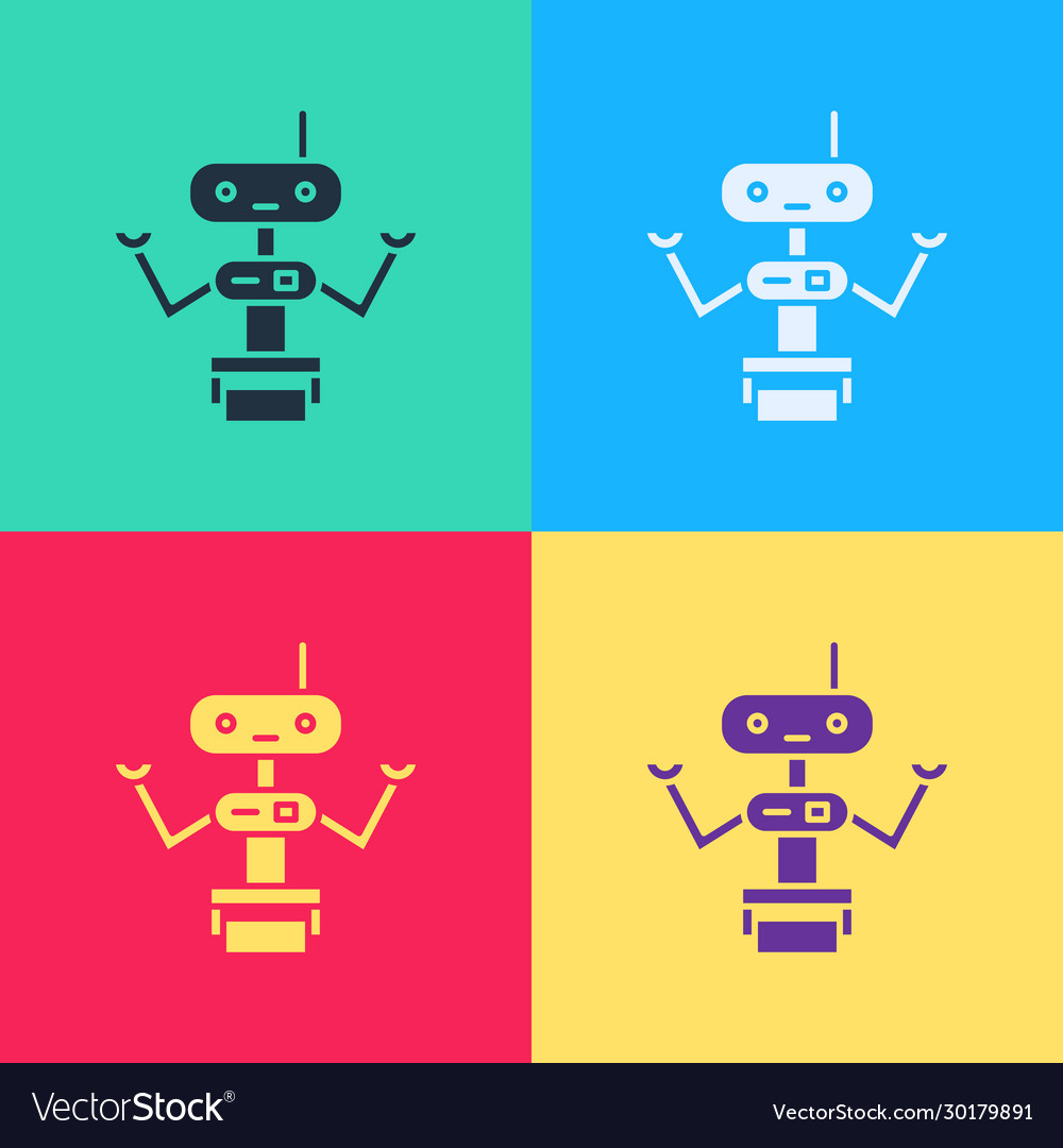 Pop art robot icon isolated on color background vector image Pop art robot icon isolated on color background