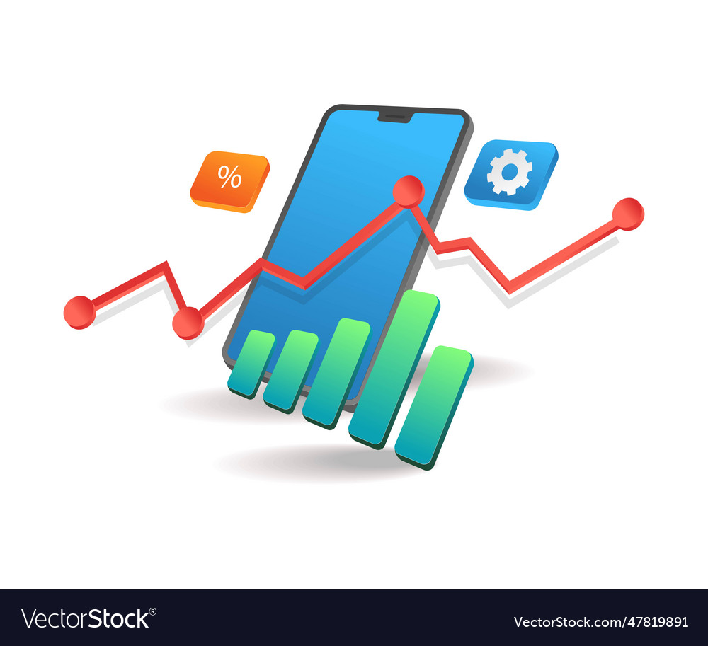 Smarphone business application data analysis vector image Smarphone business application data analysis