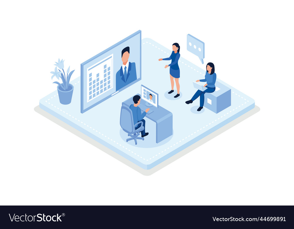 Technical support teams working together to build vector image Technical support teams working together to build