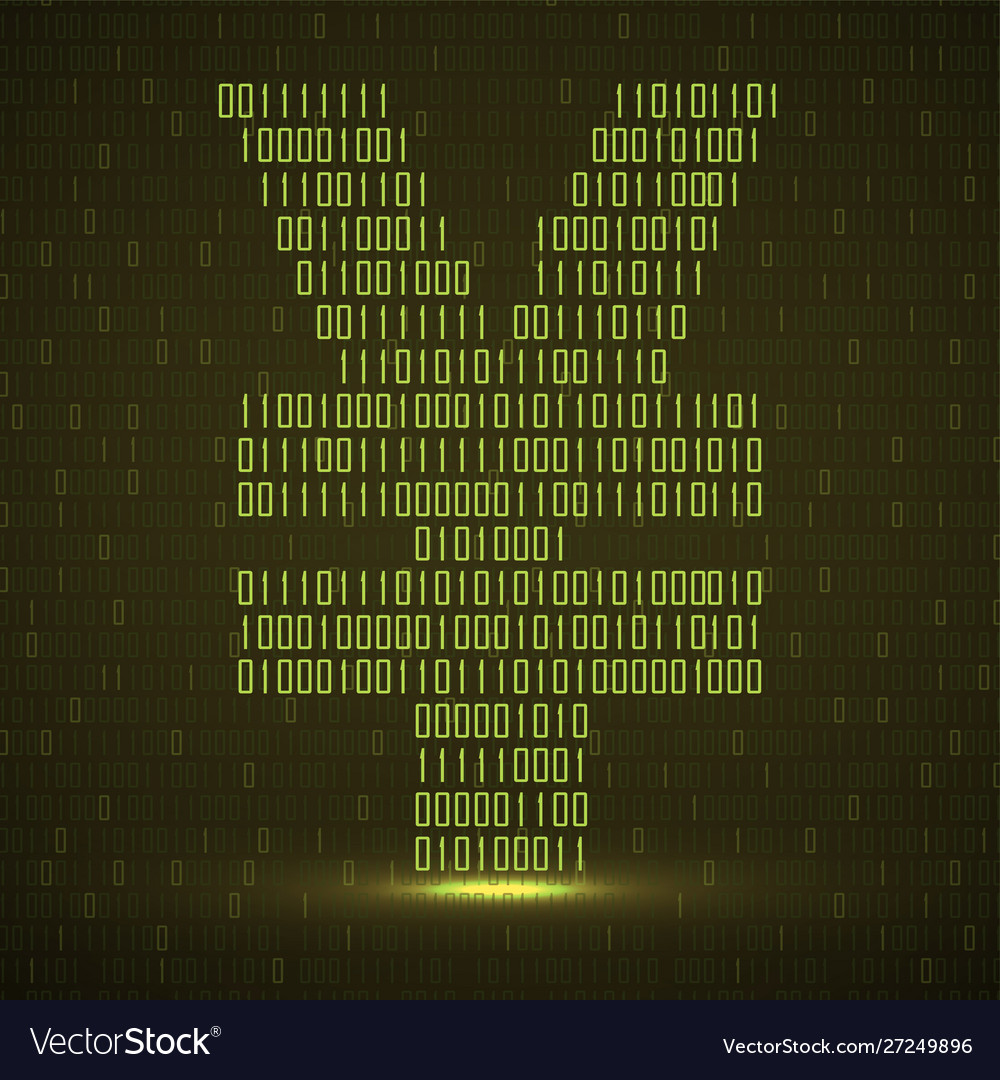 Abstract sign yuan binary code with neon light