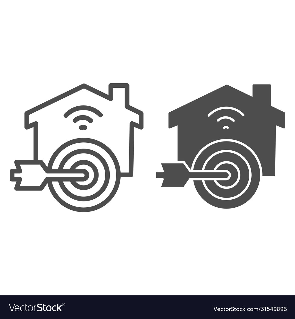 Arrow in target at building line and solid icon Vector Image Arrow in target at building line and solid icon
