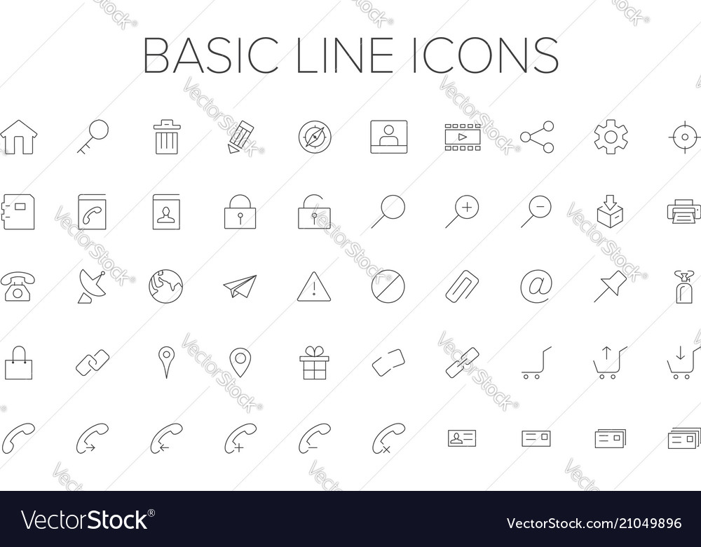 Basic line icon set Royalty Free Vector Image - VectorStock