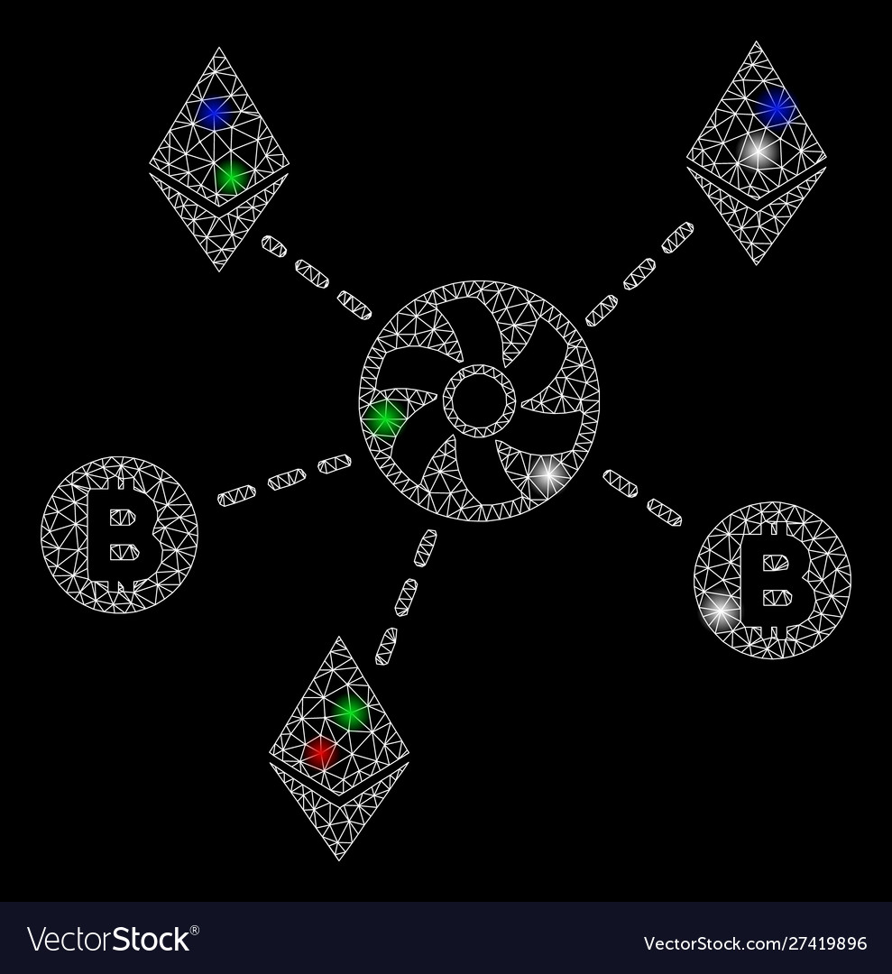 Bright mesh wire frame cryptocurrency blender