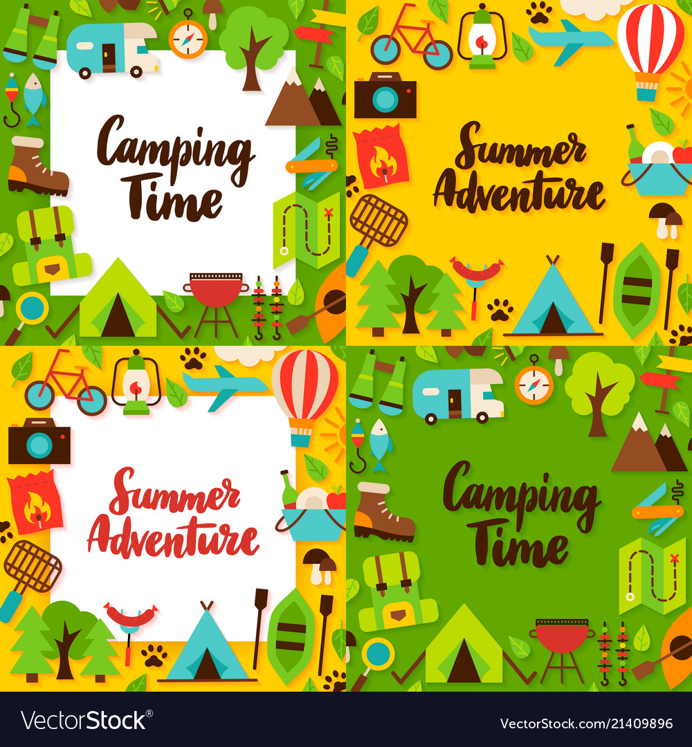 Camping lettering posters set