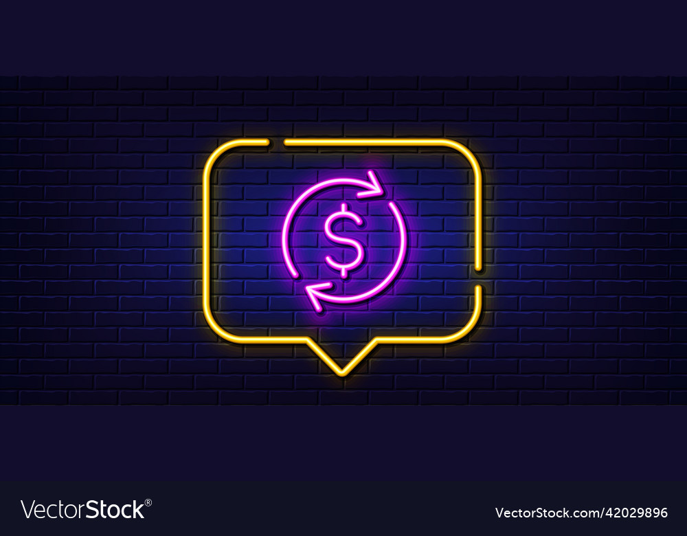 Currency exchange line icon money transfer neon