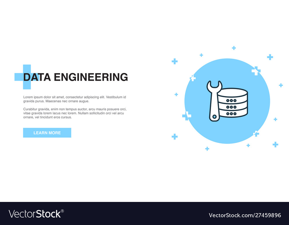 Data Engineering Icon Banner Outline Template Vector Image