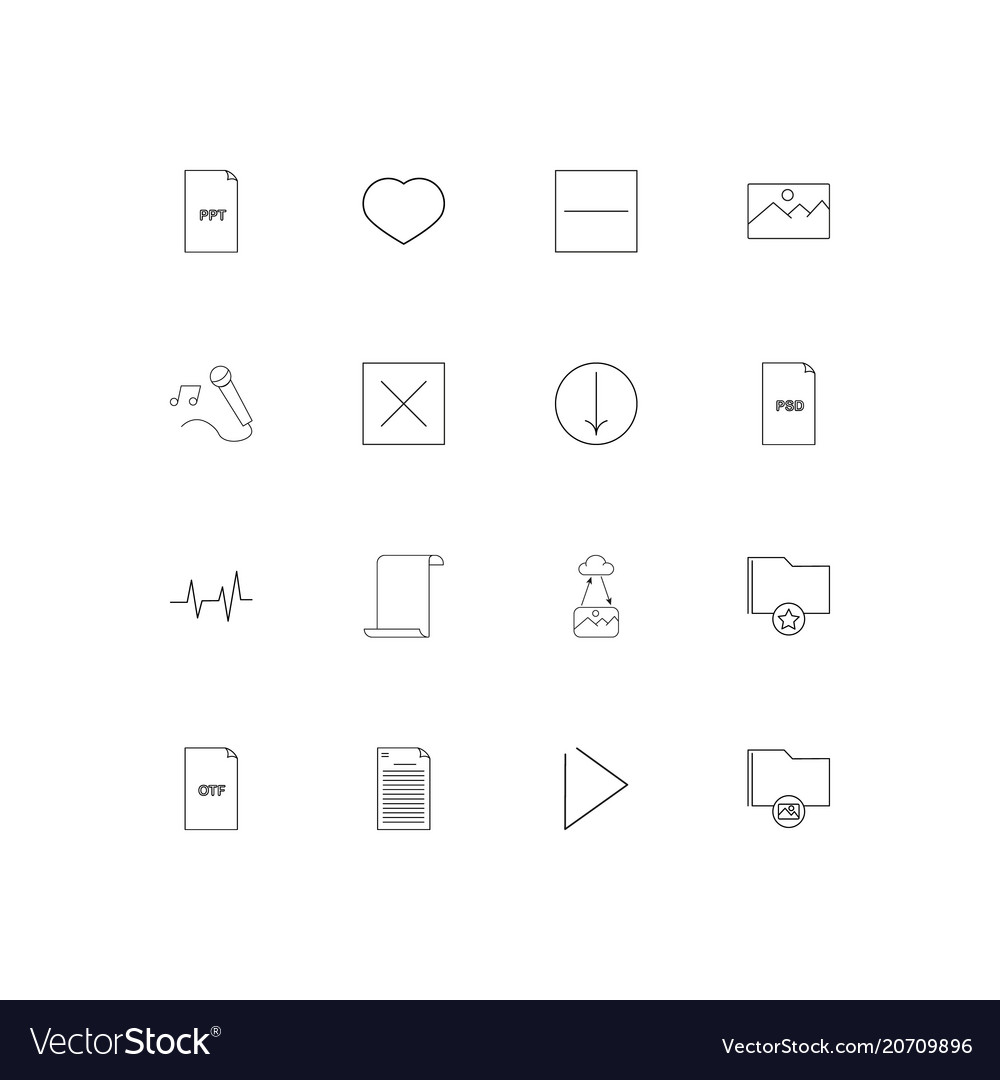 Files and folders sign simple linear icons set