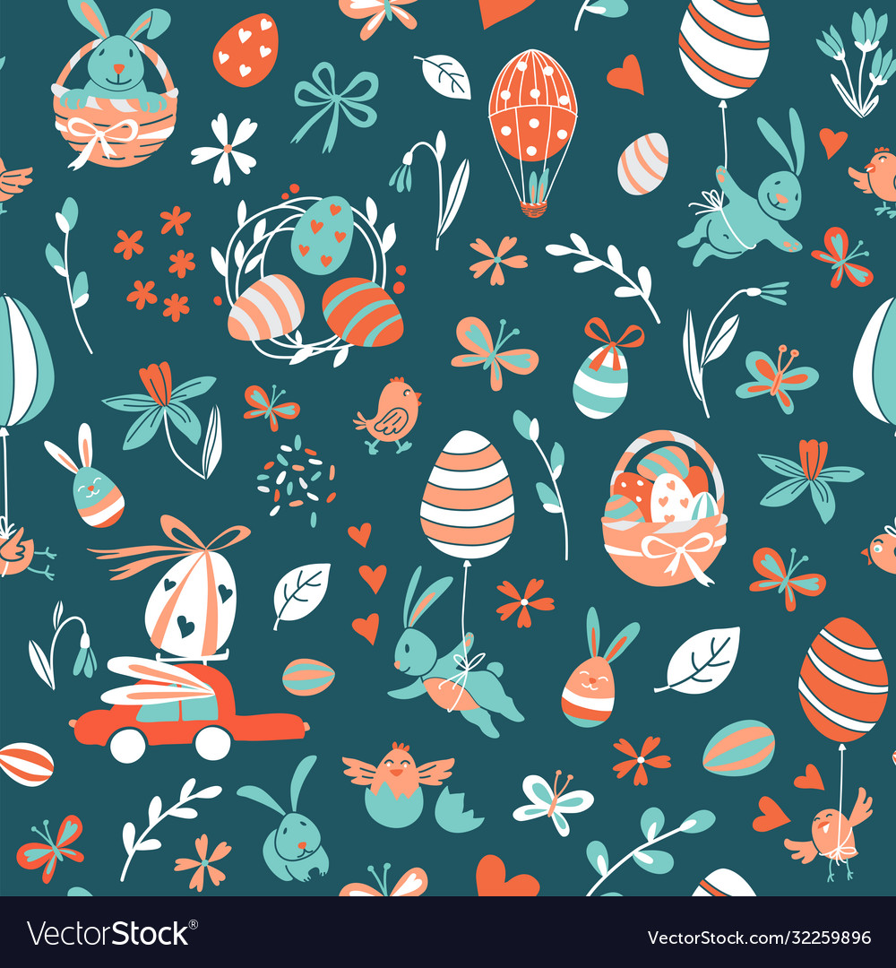 Funny happy easter seamless pattern background