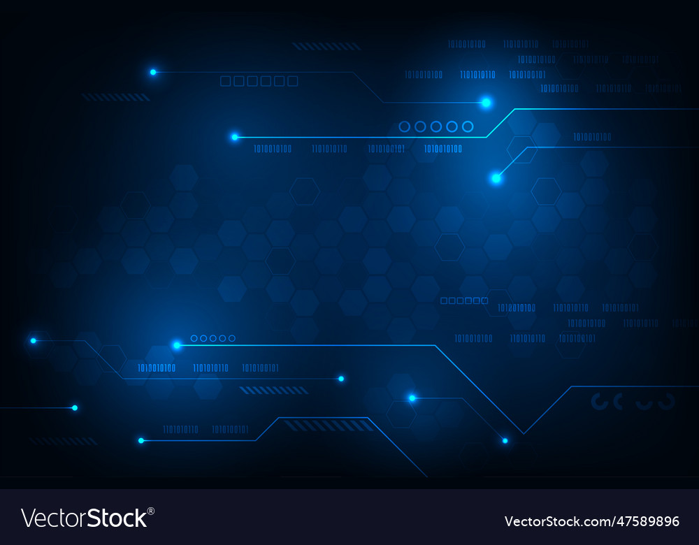 Hi tech line circuit technology with hexagones vector image Hi tech line circuit technology with hexagones
