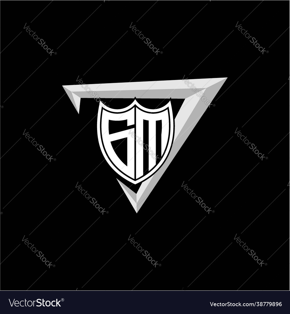 Initial letter g m shield shape with triangular Vector Image Initial letter g m shield shape with triangular