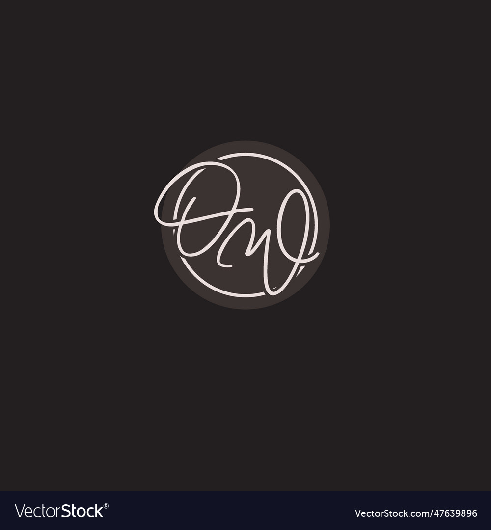 Initials ow logo monogram with simple circle line