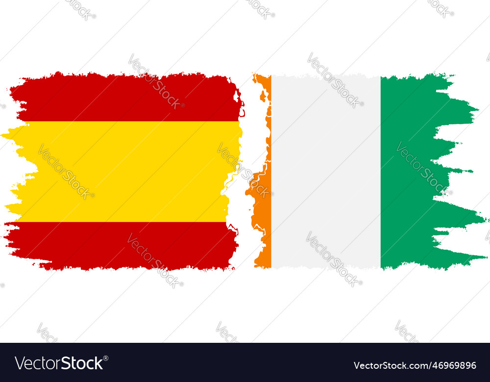 Ivory coast and spain grunge flags connection