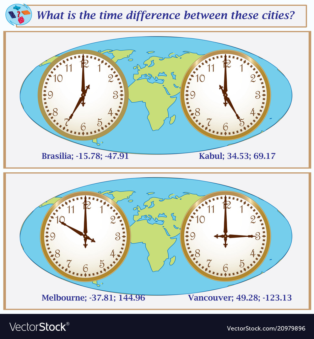 Logical task what is the time difference between vector image Logical task what is the time difference between