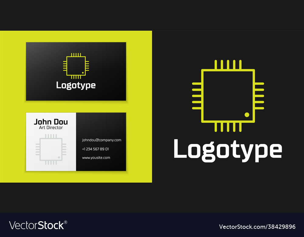 Logotype line computer processor Vector Image Logotype line computer processor