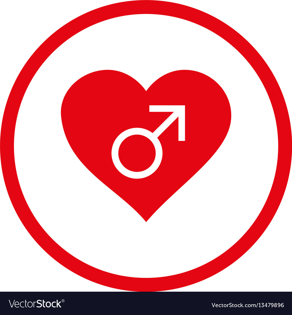 Male love heart rounded icon