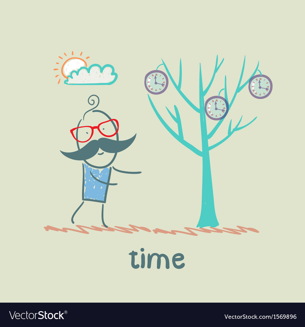 Man grows a tree with clock